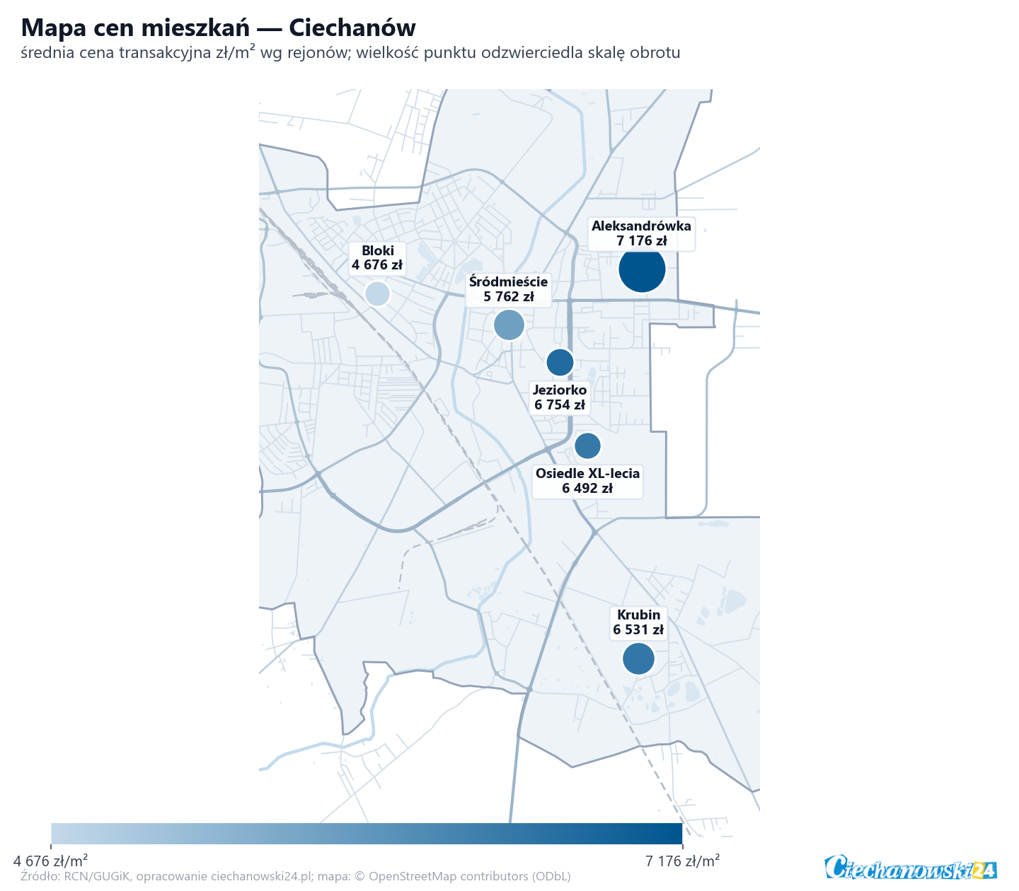 Mapa cen mieszkań - Ciechanów