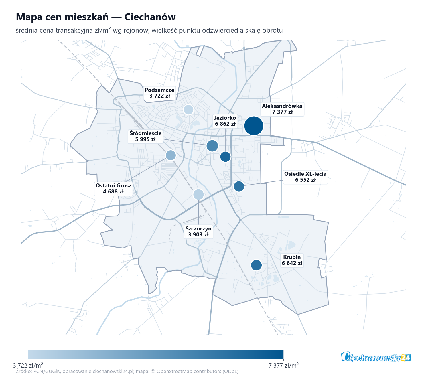 Mapa cen mieszkań - Ciechanów