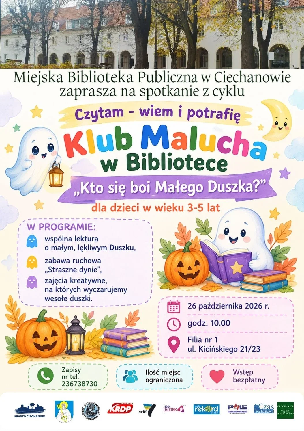 Grafika promocyjna wydarzenia Klub Malucha: „Kto się boi Małego Duszka?”