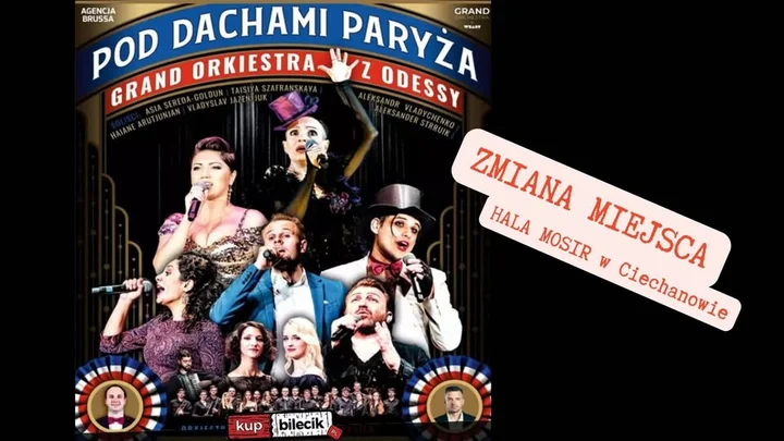 Obrazek przedstawia grafikę promocyjną wydarzenia Koncert francuskich przebojów w Hali MOSiR Ciechanów