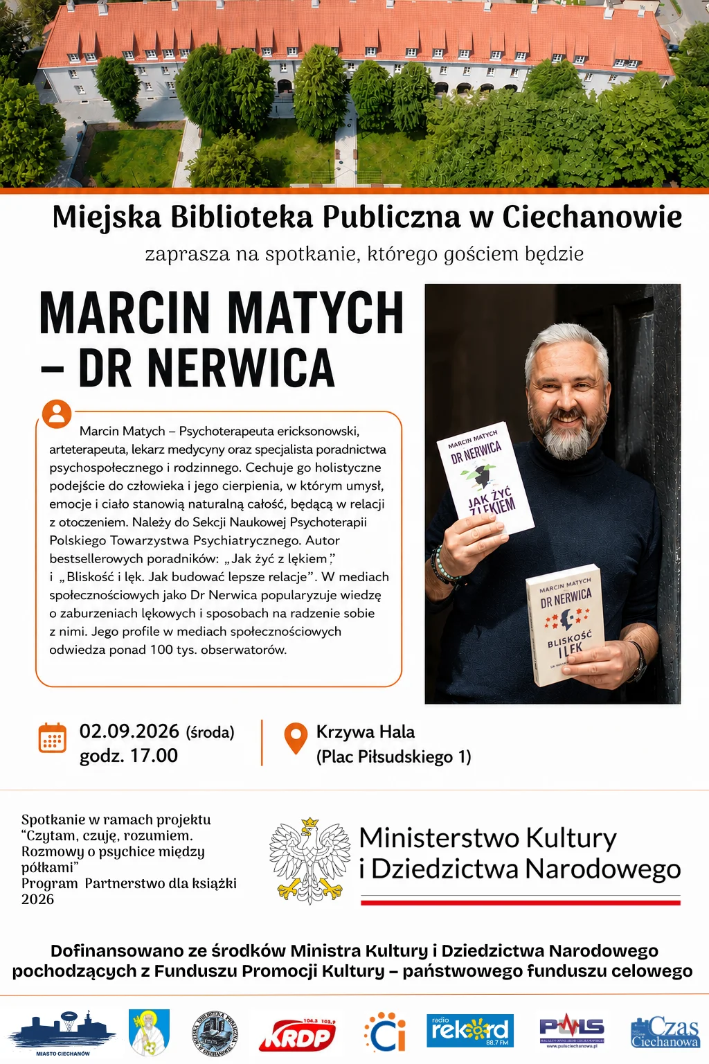 Grafika promocyjna wydarzenia Spotkanie z Marcinem Matychem – Dr Nerwica