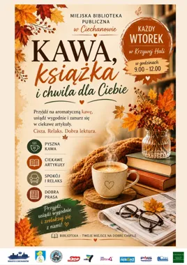 Grafika promocyjna wydarzenia Kawa, książka i chwila dla Ciebie