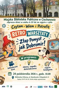 Grafika promocyjna wydarzenia Retro Warsztaty – poznajmy bajki sprzed lat