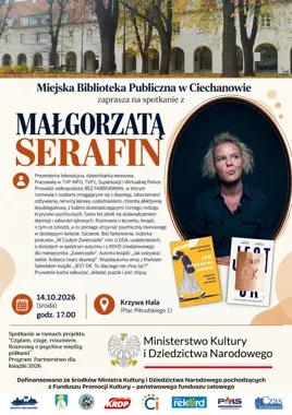 Grafika promocyjna wydarzenia Spotkanie autorskie z Małgorzatą Serafin