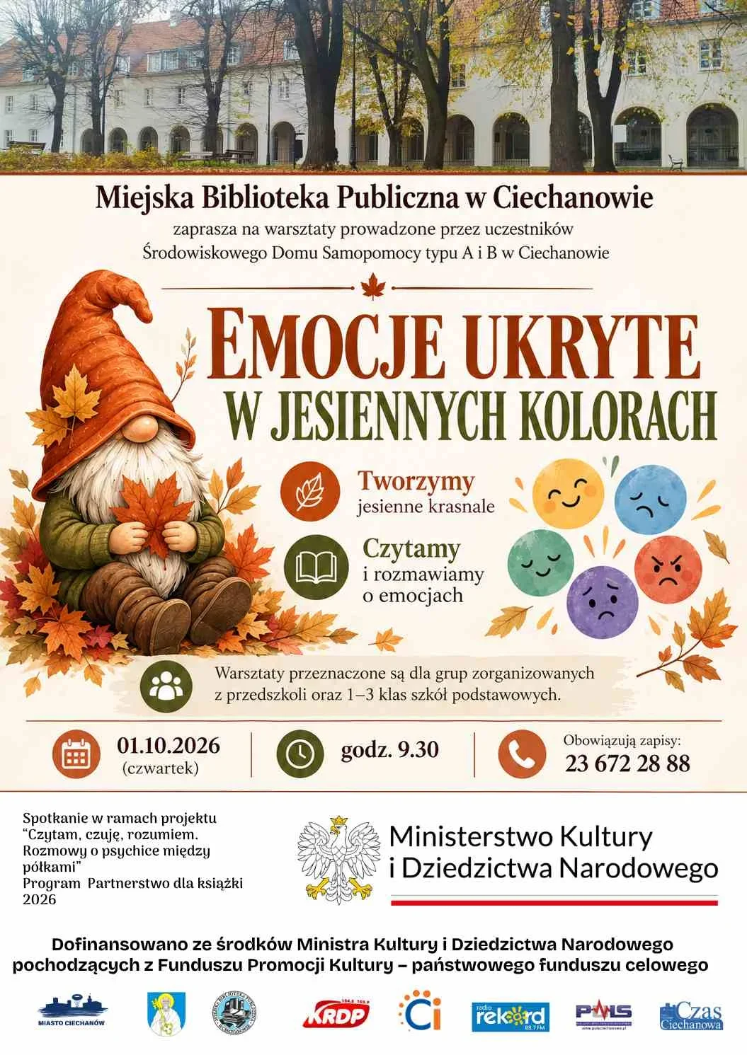 Grafika promocyjna wydarzenia Warsztaty „Emocje ukryte w jesiennych kolorach”