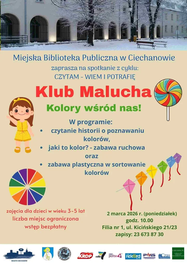Kolorowy poranek w bibliotece - Klub Malucha zaprasza do zabawy