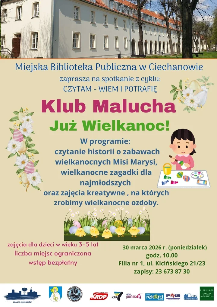 Czekoladowe jajka i wielkanocne ozdoby - Klub Malucha wraca do biblioteki