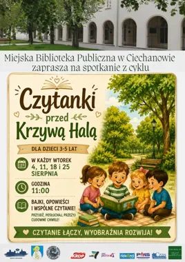 Sierpniowe wtorki z książką - Czytanki przed Krzywą Halą dla maluchów