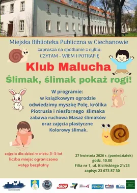 Ślimaki, zabawa i książki - Klub Malucha szykuje poranek dla najmłodszych