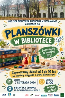 Planszówki w Bibliotece wracają do Ciechanowa. Dzieci ruszą do wspólnej gry