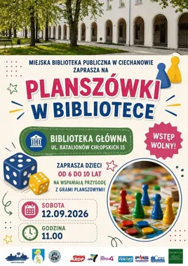 Planszówki w Bibliotece w Ciechanowie - sobota dla małych strategów