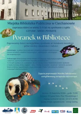 Poranek w Bibliotece z cavioterapią - dzieci poznają świnki morskie z bliska