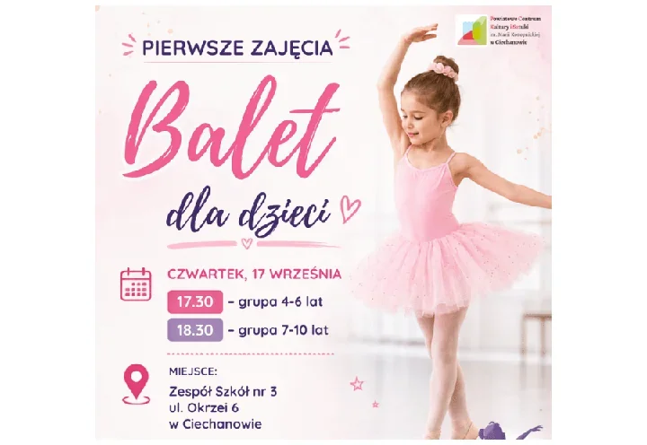 W Ciechanowie dzieci zatańczą pierwsze kroki baletu już we wrześniu