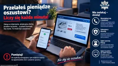 Po przelewie za fikcyjny zakup liczy się czas. Najpierw trzeba zadzwonić do banku