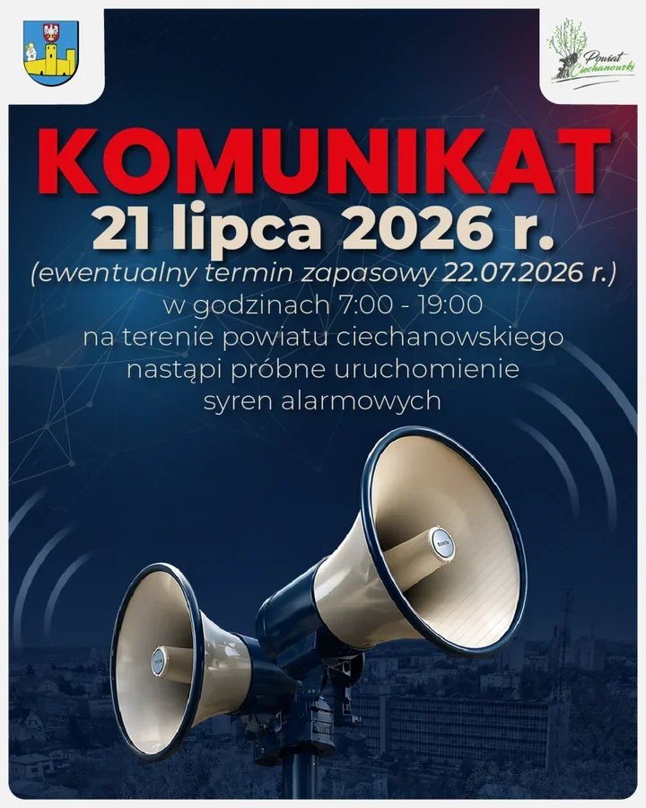 Syreny alarmowe zabrzmią w powiecie ciechanowskim. To tylko test